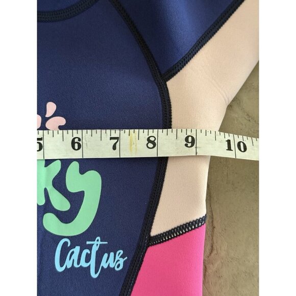Dive & Sail Kids Shorty Wetsuit Sz S Pink Navy Neoprene “She’s So Lucky” Cactus - Picture 7 of 10